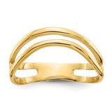 14K gold polished double wave thumb ring from Solomon Jewelers, showcasing a sleek, modern design in jewelry rings.
