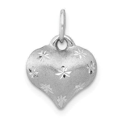 14k-white-gold-satin-diamond-cut-3d-puffed-heart-pendant-SolomonJeweler-Wichita-KS-CustomJewelry