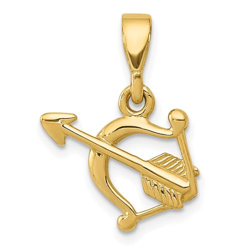 14k-gold-polished-bow-and-arrow-pendant-SolomonJeweler-Wichita-KS-CustomJewelry