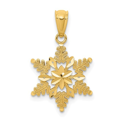 14k-diamond-cut-polished-snowflake-pendant-SolomonJeweler-Wichita-KS-CustomJewelry