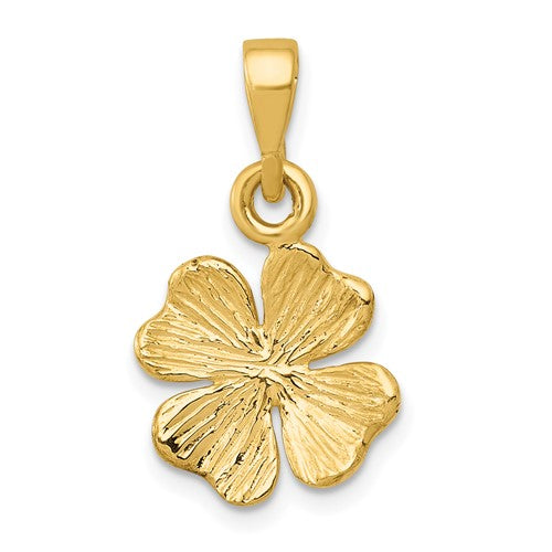 14k-gold-polished-and-textured-four-leaf-clover-pendant-SolomonJeweler-Wichita-KS-CustomJewelry