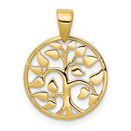 14k-gold-polished-tree-in-circle-pendant-SolomonJeweler-Wichita-KS-CustomJewelry