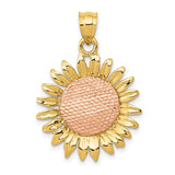 14k-two-tone-polished-sunflower-pendant-SolomonJeweler-Wichita-KS-CustomJewelry