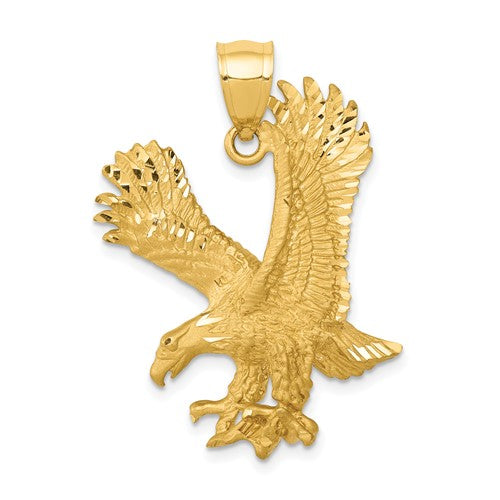 14k-satin-diamond-cut-eagle-pendant-SolomonJeweler-Wichita-KS-CustomJewelry