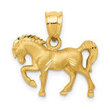 14k-satin-diamond-cut-horse-pendant-SolomonJeweler-Wichita-KS-CustomJewelry