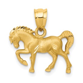 14k-satin-diamond-cut-horse-pendant-SolomonJeweler-Wichita-KS-CustomJewelry