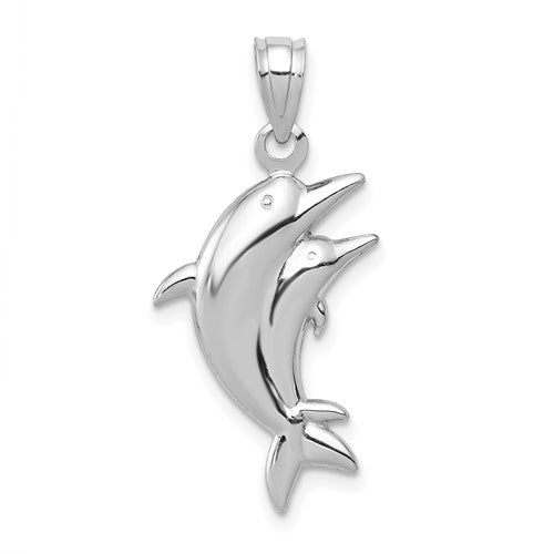 14k-white-gold-dolphin-pair-pendant-SolomonJeweler-Wichita-KS-CustomJewelry