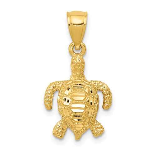 14k-polished-and-textured-diamond-cut-sea-turtle-pendant-SolomonJeweler-Wichita-KS-CustomJewelry