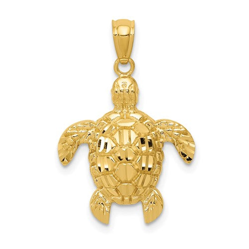 14k-diamond-cut-polished-sea-turtle-pendant-SolomonJeweler-Wichita-KS-CustomJewelry