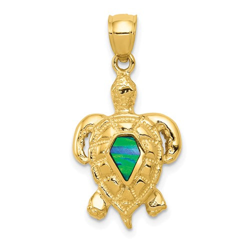 14k-polished-created-blue-opal-turtle-pendant-SolomonJeweler-Wichita-KS-CustomJewelry