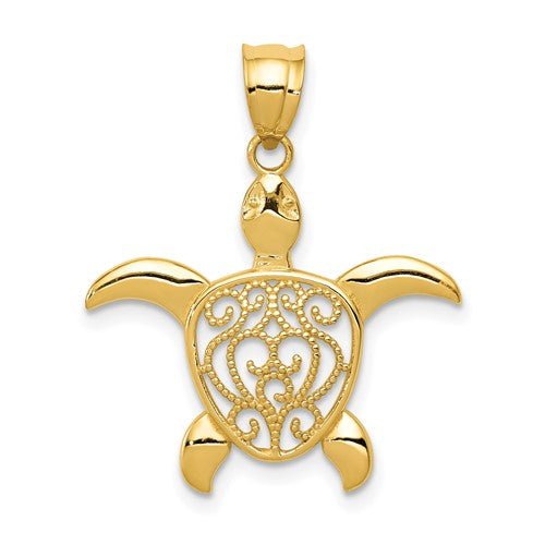14k-polished-filigree-sea-turtle-pendant-SolomonJeweler-Wichita-KS-CustomJewelry