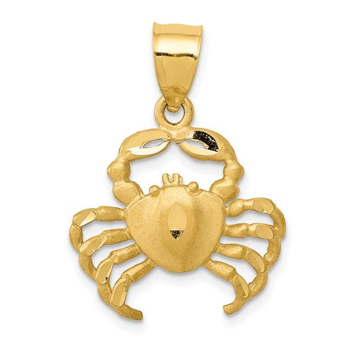 14k-satin-diamond-cut-crab-pendant-SolomonJeweler-Wichita-KS-CustomJewelry