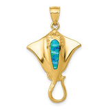 14k-polished-created-blue-opal-stingray-pendant-SolomonJeweler-Wichita-KS-CustomJewelry