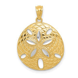 14k-with-white-rhodium-diamond-cut-polished-sand-dollar-pendant-SolomonJeweler-Wichita-KS-CustomJewelry