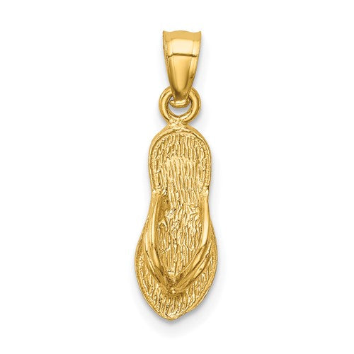 14k-3d-polished-and-textured-flip-flop-pendant-SolomonJeweler-Wichita-KS-CustomJewelry