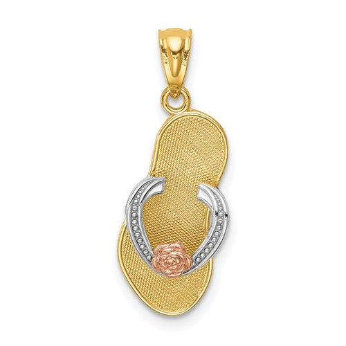14k-yellow-and-rose-gold-w-rhodium-sandal-pendant-SolomonJeweler-Wichita-KS-CustomJewelry