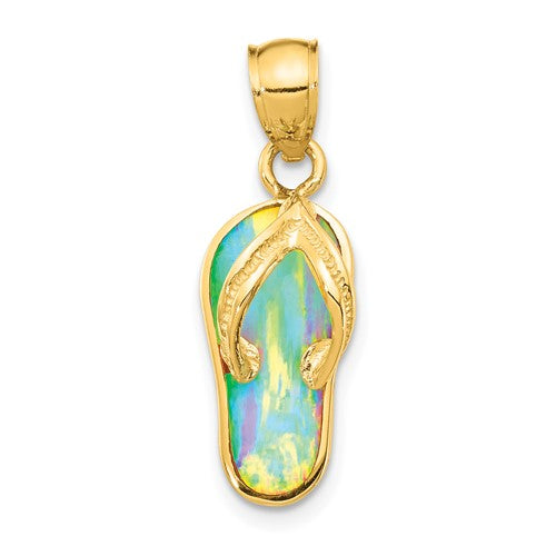 14k-polished-3d-w-created-white-opal-flip-flop-pendant-SolomonJeweler-Wichita-KS-CustomJewelry