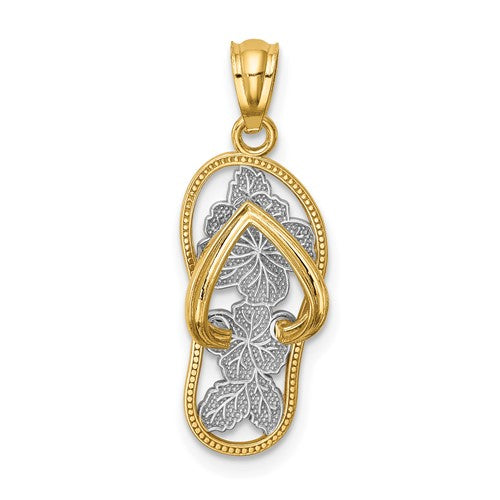 14k-w-rhodium-polished-floral-flip-flop-pendant-SolomonJeweler-Wichita-KS-CustomJewelry