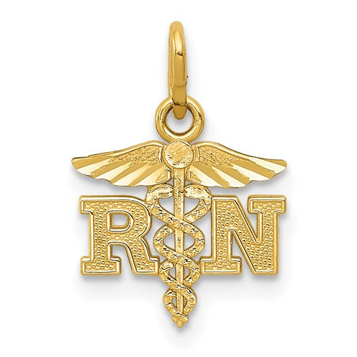 14k-diamond-cut-polished-rn-nurse-pendant-SolomonJeweler-Wichita-KS-CustomJewelry