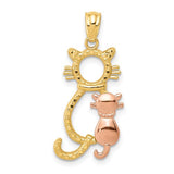 14k-yellow-and-rose-polished-diamond-cut-sitting-cats-pendant-SolomonJeweler-Wichita-KS-CustomJewelry