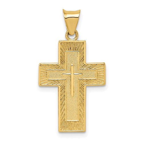 14k-textured-reversible-lords-prayer-in-spanish-cross-pendant-SolomonJeweler-Wichita-KS-CustomJewelry