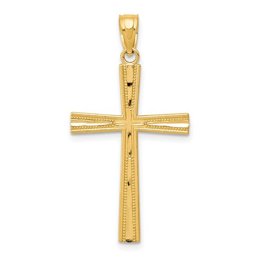 14k-reversible-satin-diamond-cut-cross-pendant-SolomonJeweler-Wichita-KS-CustomJewelry