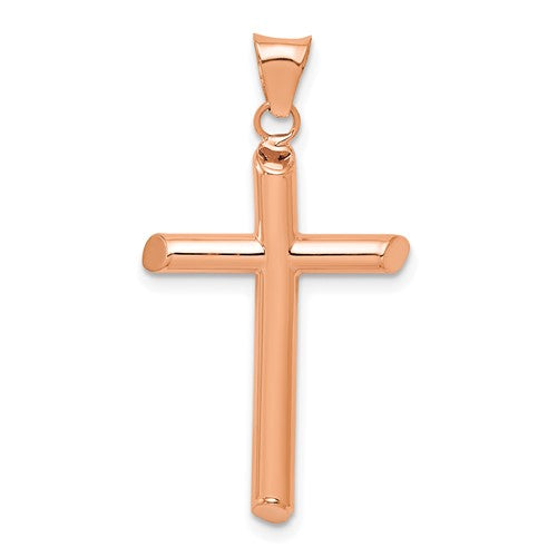 14k-rose-gold-polished-tube-cross-pendant-SolomonJeweler-Wichita-KS-CustomJewelry