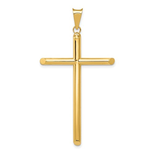 14k-polished-tube-cross-pendant-SolomonJeweler-Wichita-KS-CustomJewelry