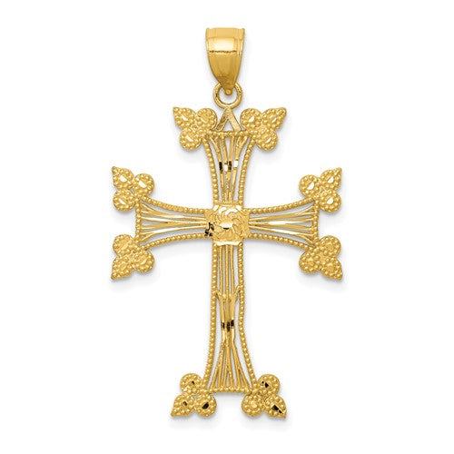 14k-diamond-cut-fancy-cross-pendant-SolomonJeweler-Wichita-KS-CustomJewelry
