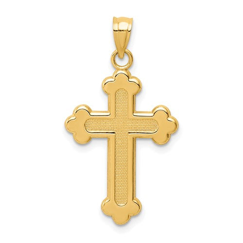 14k-satin-and-polished-budded-cross-pendant-SolomonJeweler-Wichita-KS-CustomJewelry