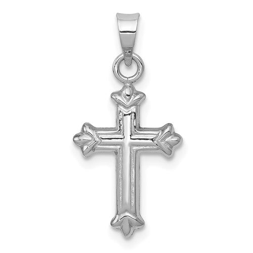 14k-white-gold-fleur-de-lis-hollow-cross-charm-SolomonJeweler-Wichita-KS-CustomJewelry
