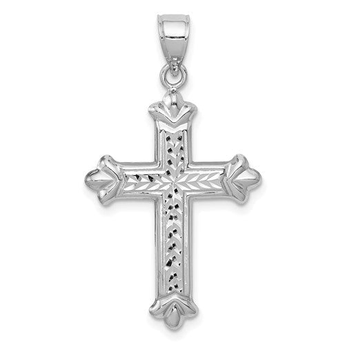 14k-white-gold-reversible-diamond-cut-cross-pendant-SolomonJeweler-Wichita-KS-CustomJewelry