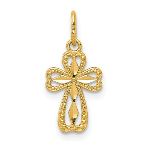 14k-diamond-cut-polished-small-cross-pendant-SolomonJeweler-Wichita-KS-CustomJewelry