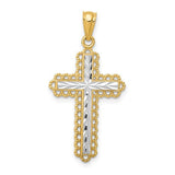 14k-w-rhodium-diamond-cut-budded-cross-pendant-SolomonJeweler-Wichita-KS-CustomJewelry