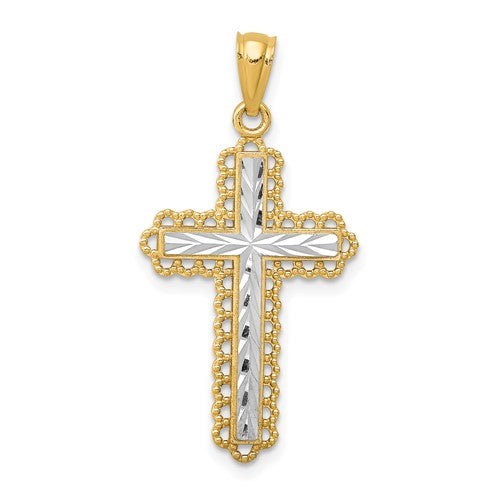 14k-w-rhodium-diamond-cut-budded-cross-pendant-SolomonJeweler-Wichita-KS-CustomJewelry