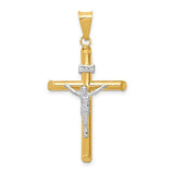 14k-two-tone-polished-jesus-crucifix-pendant-SolomonJeweler-Wichita-KS-CustomJewelry