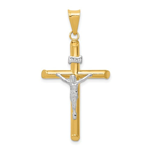14k-two-tone-polished-jesus-crucifix-pendant-SolomonJeweler-Wichita-KS-CustomJewelry