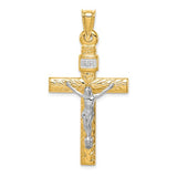 14k-two-tone-w-rhodium-crucifix-pendant-SolomonJeweler-Wichita-KS-CustomJewelry