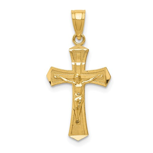 14k-diamond-cut-crucifix-pendant-SolomonJeweler-Wichita-KS-CustomJewelry