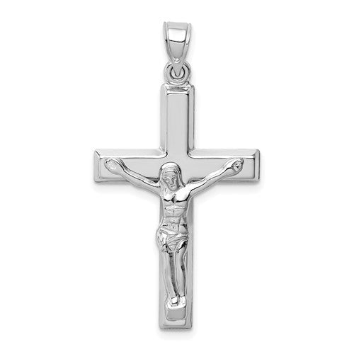 14k-white-gold-polished-crucifix-pendant-SolomonJeweler-Wichita-KS-CustomJewelry