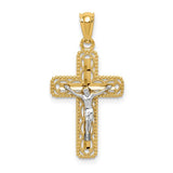 14k-two-tone-polished-crucifix-pendant-SolomonJeweler-Wichita-KS-CustomJewelry