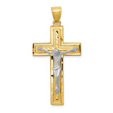 14k-two-tone-diamond-cut-latin-crucifix-pendant-SolomonJeweler-Wichita-KS-CustomJewelry