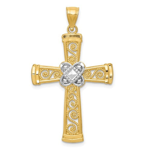 14k-w-rhodium-diamond-cut-filigree-cross-pendant-SolomonJeweler-Wichita-KS-CustomJewelry