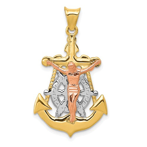 14k-tri-color-mariner-crucifix-pendant-SolomonJeweler-Wichita-KS-CustomJewelry