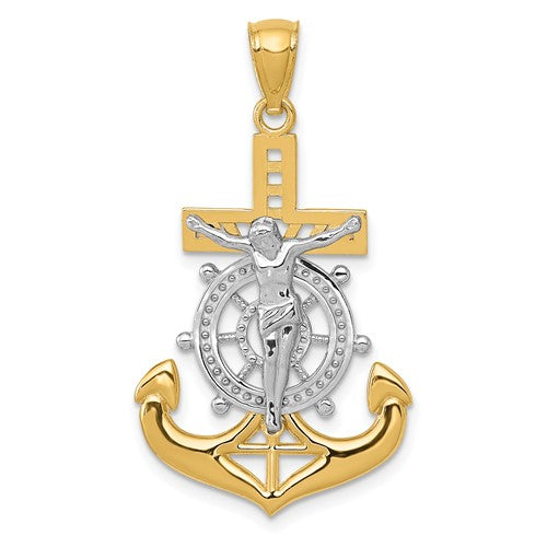 14k-w-rhodium-polished-mariners-crucifix-pendant-SolomonJeweler-Wichita-KS-CustomJewelry