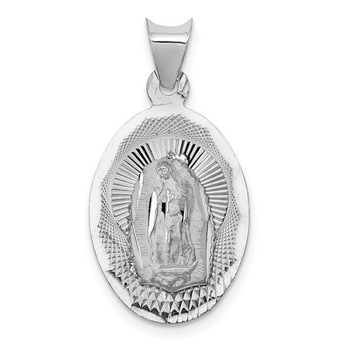 14k-white-gold-our-lady-of-guadalupe-semi-solid-oval-pendant-SolomonJeweler-Wichita-KS-CustomJewelry