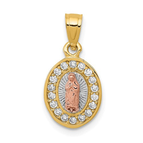 14k-two-tone-w-white-rhodium-d-c-cz-lady-guadalupe-pendant-SolomonJeweler-Wichita-KS-CustomJewelry