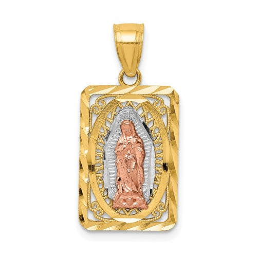 14k-two-tone-w-white-rhodium-d-c-lady-of-guadalupe-pendant-SolomonJeweler-Wichita-KS-CustomJewelry