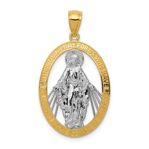14k-w-rhodium-polished-miraculous-medal-pendant-SolomonJeweler-Wichita-KS-CustomJewelry