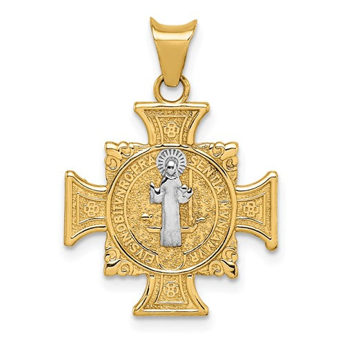 14k-w-rhodium-st-benedict-semi-solid-pendant-SolomonJeweler-Wichita-KS-CustomJewelry